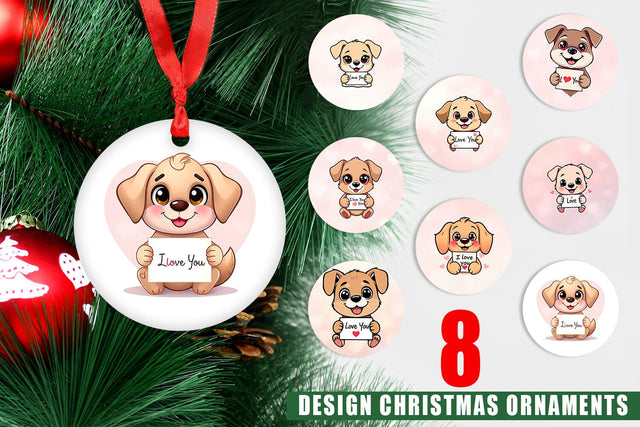 Ornament Valentine Dog Cartoon Sublimation artnoy 