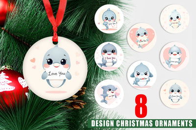 Ornament Valentine Dolphin Cartoon Sublimation artnoy 