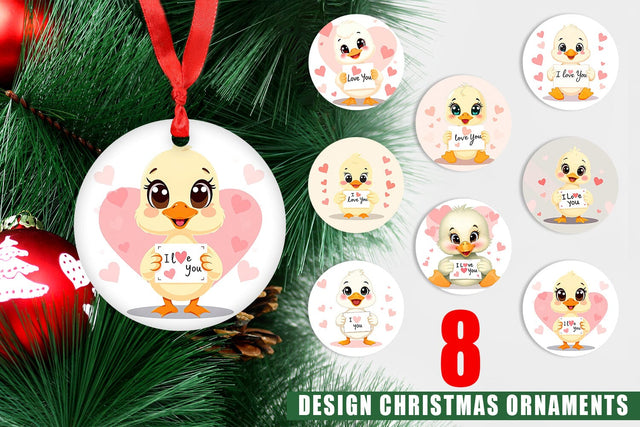 Ornament Valentine Duck Cartoon Sublimation artnoy 