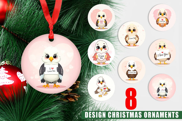 Ornament Valentine Eagle Cartoon Sublimation artnoy 