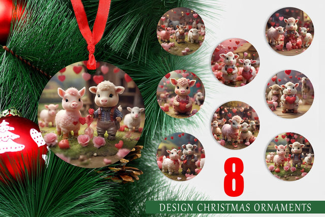 Ornament Valentine Farm Animals Sublimation artnoy 