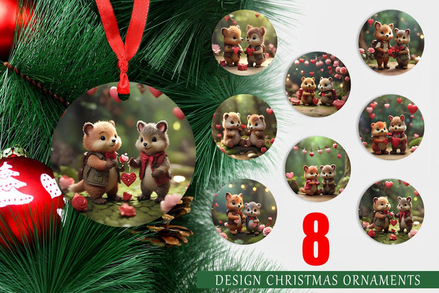 Ornament Valentine Forest Animal Sublimation artnoy 