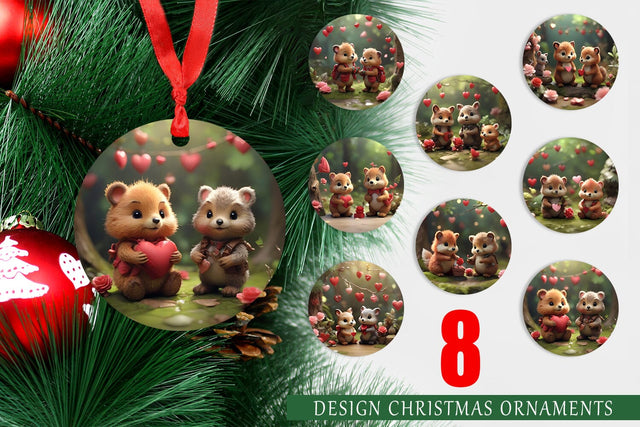 Ornament Valentine Forest Animal Sublimation artnoy 