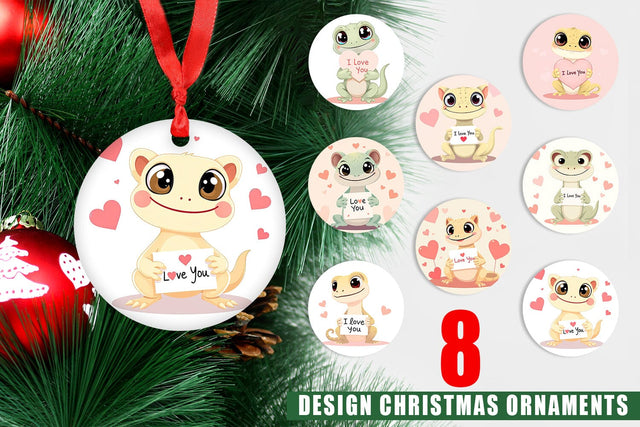 Ornament Valentine Gecko Cartoon Sublimation artnoy 