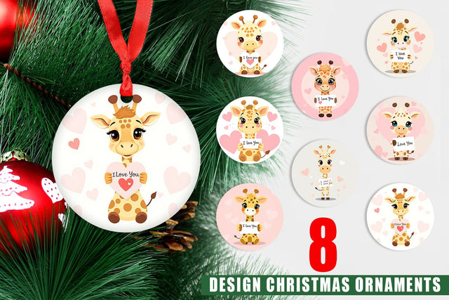 Ornament Valentine Giraffe Cartoon Sublimation artnoy 