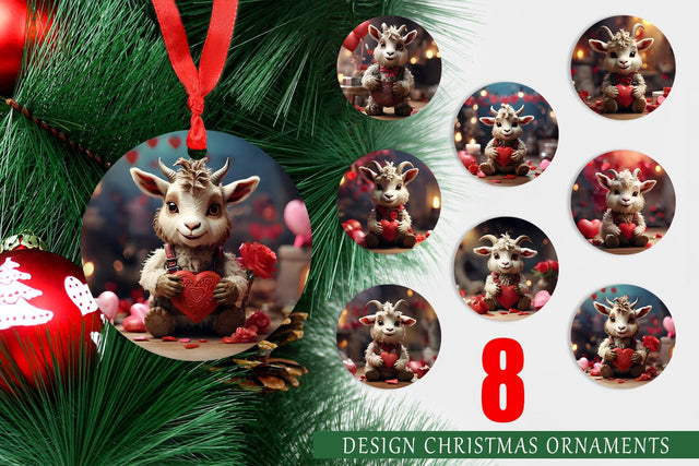 Ornament Valentine Goat Gruff Sublimation artnoy 