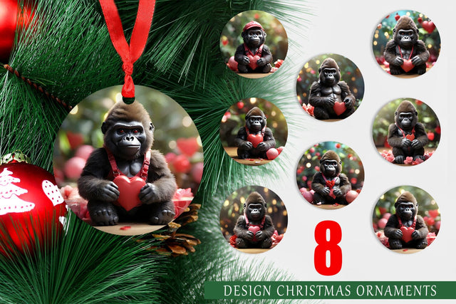 Ornament Valentine Gorilla Sublimation artnoy 