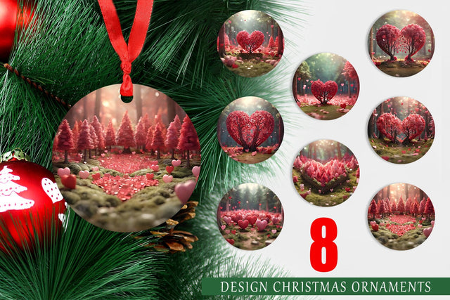 Ornament Valentine Heart Forest Sublimation artnoy 