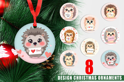 Ornament Valentine Hedgehog Cartoon Sublimation artnoy 
