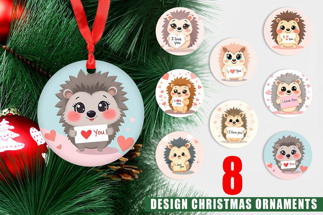 Ornament Valentine Hedgehog Cartoon Sublimation artnoy 