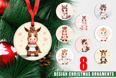 Ornament Valentine Horse Cartoon Sublimation artnoy 