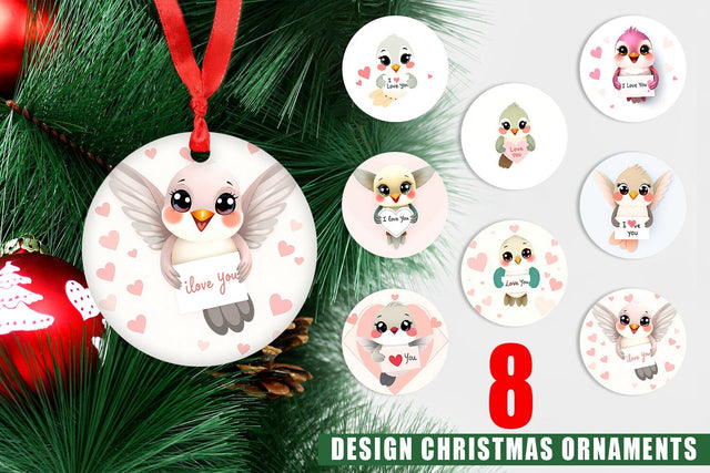 Ornament Valentine Hummingbird Cartoon Sublimation artnoy 