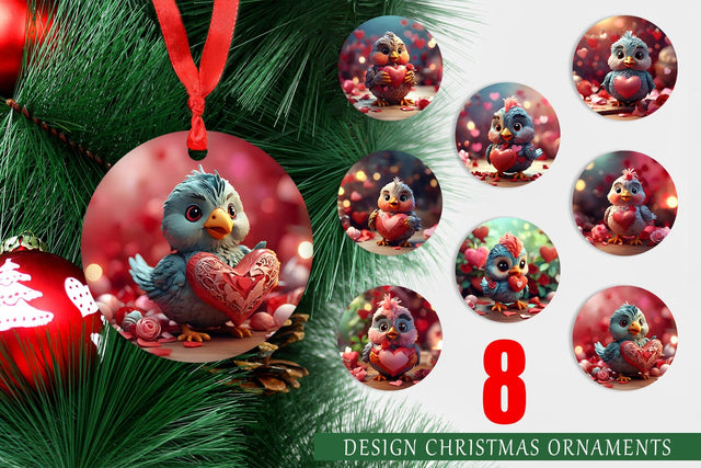 Ornament Valentine Kalavinka Bird Sublimation artnoy 