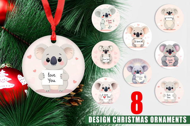 Ornament Valentine Koala Cartoon Sublimation artnoy 