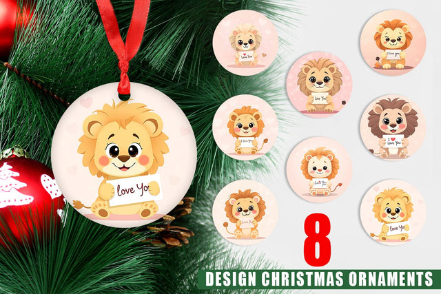 Ornament Valentine Lion Cartoon Sublimation artnoy 