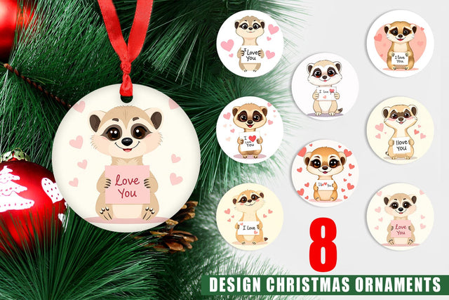 Ornament Valentine Meerkat Cartoon Sublimation artnoy 