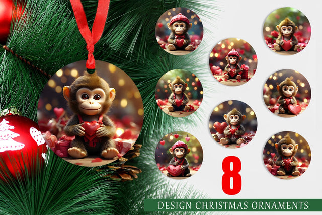 Ornament Valentine Monkey Sublimation artnoy 