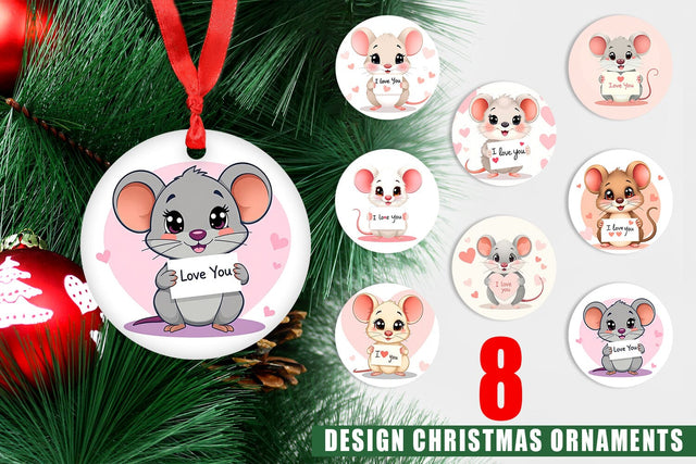 Ornament Valentine Mouse Cartoon Sublimation artnoy 