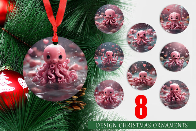 Ornament Valentine Octopus Sublimation artnoy 