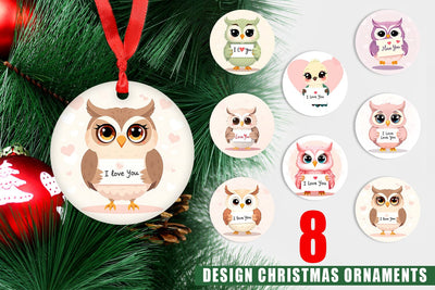 Ornament Valentine Owl Cartoon Sublimation artnoy 