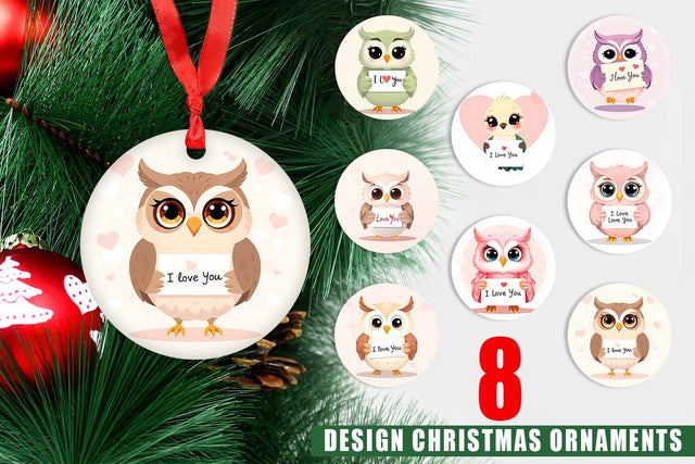 Ornament Valentine Owl Cartoon Sublimation artnoy 