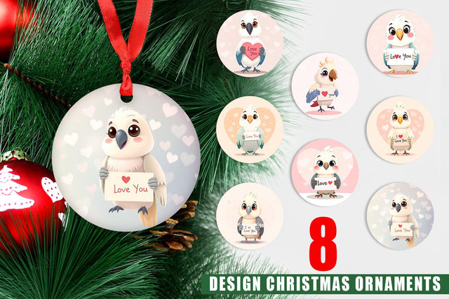 Ornament Valentine Parrot Cartoon Sublimation artnoy 