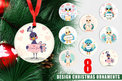 Ornament Valentine Peacock Cartoon Sublimation artnoy 