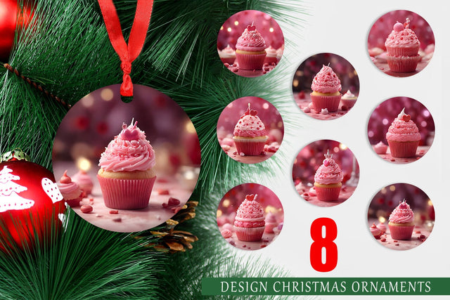 Ornament Valentine pink cupcake Sublimation artnoy 