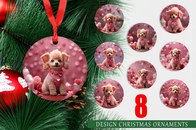 Ornament Valentine Poodle Dog Sublimation artnoy 