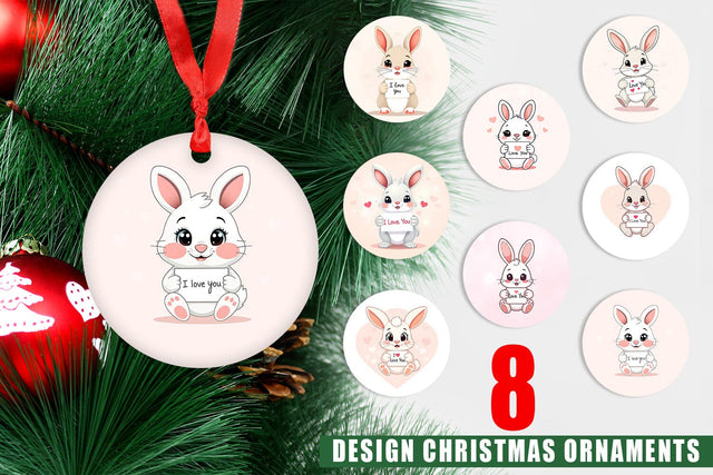 Ornament Valentine Rabbit Cartoon Sublimation artnoy 
