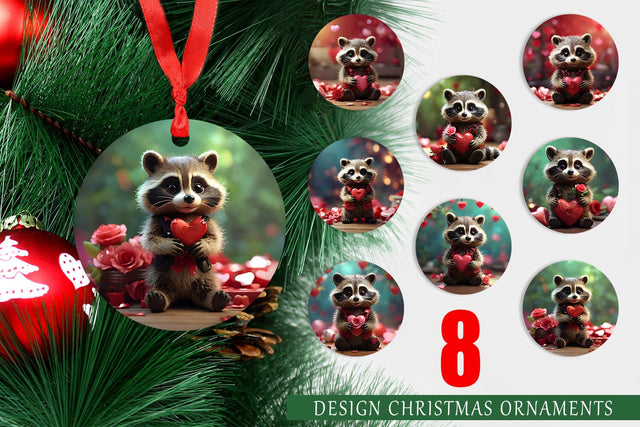 Ornament Valentine Raccoon Sublimation artnoy 