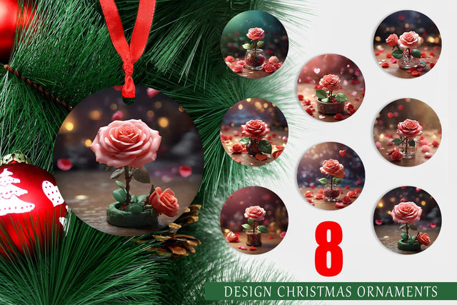 Ornament Valentine Rose Flower Sublimation artnoy 