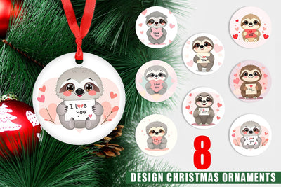 Ornament Valentine Sloth Cartoon Sublimation artnoy 