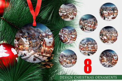 Ornament Valentine Snow Village Sublimation artnoy 