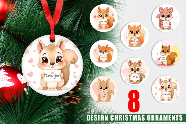 Ornament Valentine Squirrel Cartoon Sublimation artnoy 