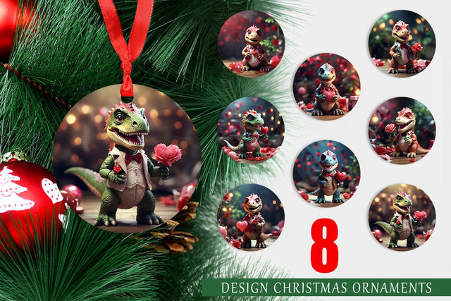 Ornament Valentine T Rex Sublimation artnoy 
