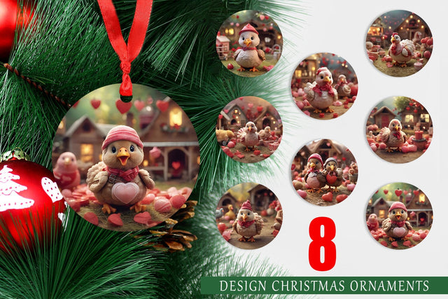 Ornament Valentine Turkey Farm Sublimation artnoy 