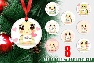 Ornament Valentine Turtle Cartoon Sublimation artnoy 