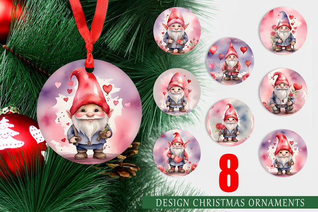 Ornament Valentine Watercolor Gnome Sublimation artnoy 