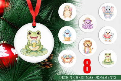 Ornament Vibrant Summer Animals Watercolor Sublimation artnoy 