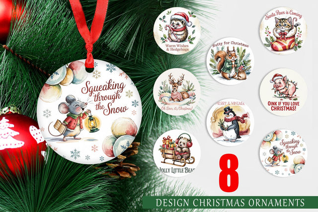 Ornament Vintage Christmas Animal Sublimation artnoy 