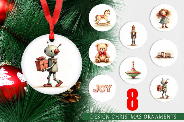 Ornament Vintage Christmas Toys Sublimation artnoy 