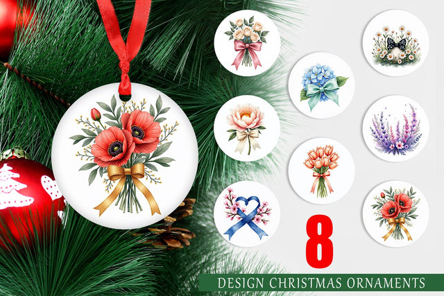 Ornament Vintage Floral Bow Sublimation artnoy 
