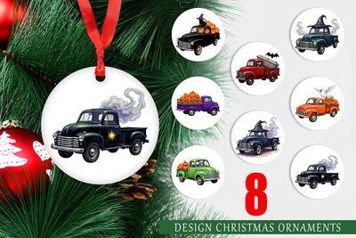 Ornament Vintage Halloween Truck Sublimation artnoy 