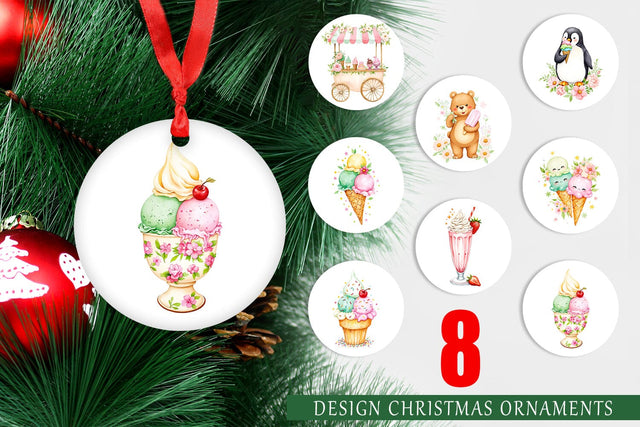 Ornament Vintage Ice Cream Summer Sublimation artnoy 
