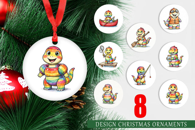 Ornament Vintage Lake Dino Watercolor Sublimation artnoy 