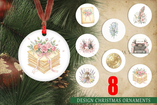 Ornament Vintage Letter And Floral Watercolor Sublimation artnoy 