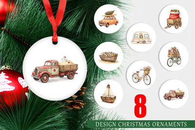 Ornament Vintage Tropical Christmas Vehicle Sublimation artnoy 
