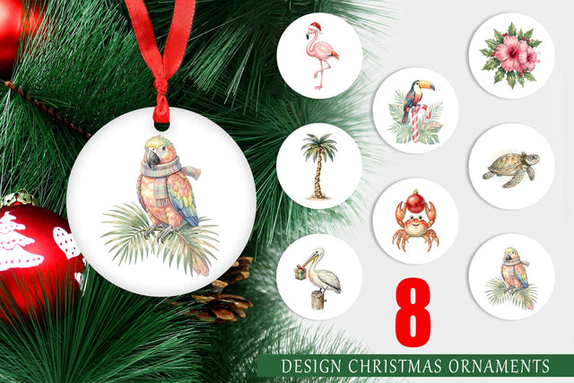 Ornament Vintage Tropical Holiday Animal Sublimation artnoy 