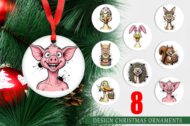 Ornament Wacky Easter Animal Portrait Sublimation artnoy 